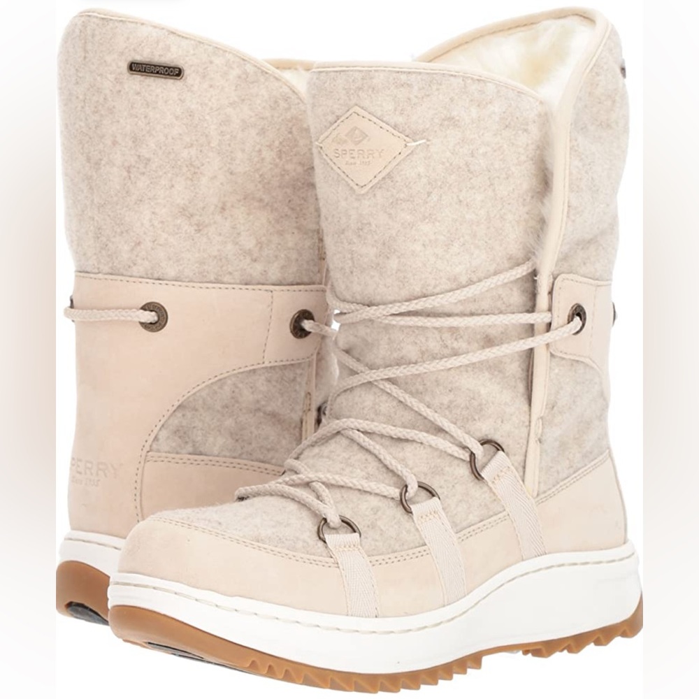Women's Sperry Powder Icecap Snow Boots, Ivory (6M)